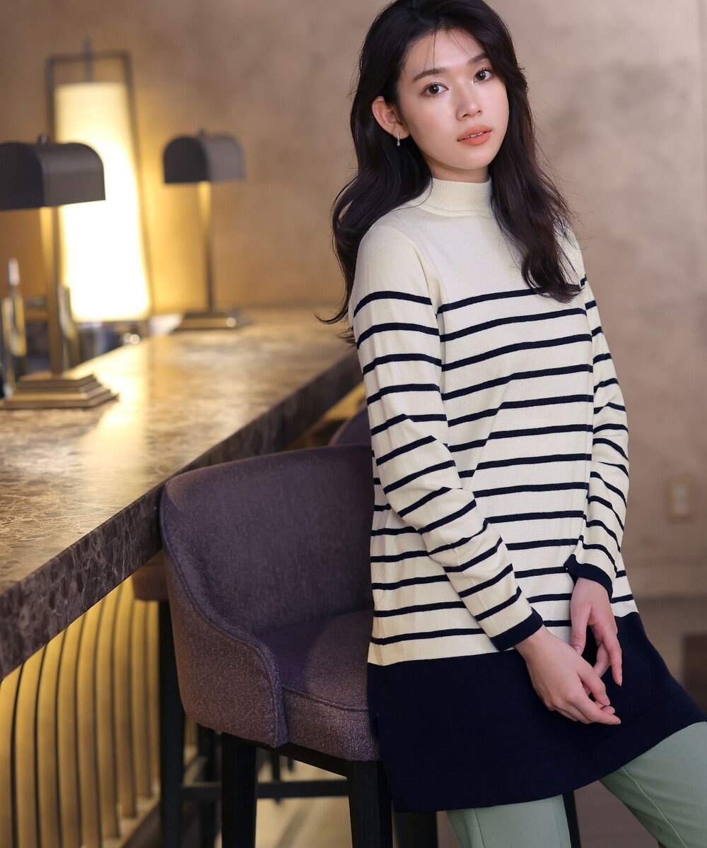 Tiaclasse 【洗える】ボーダーニットチュニック 