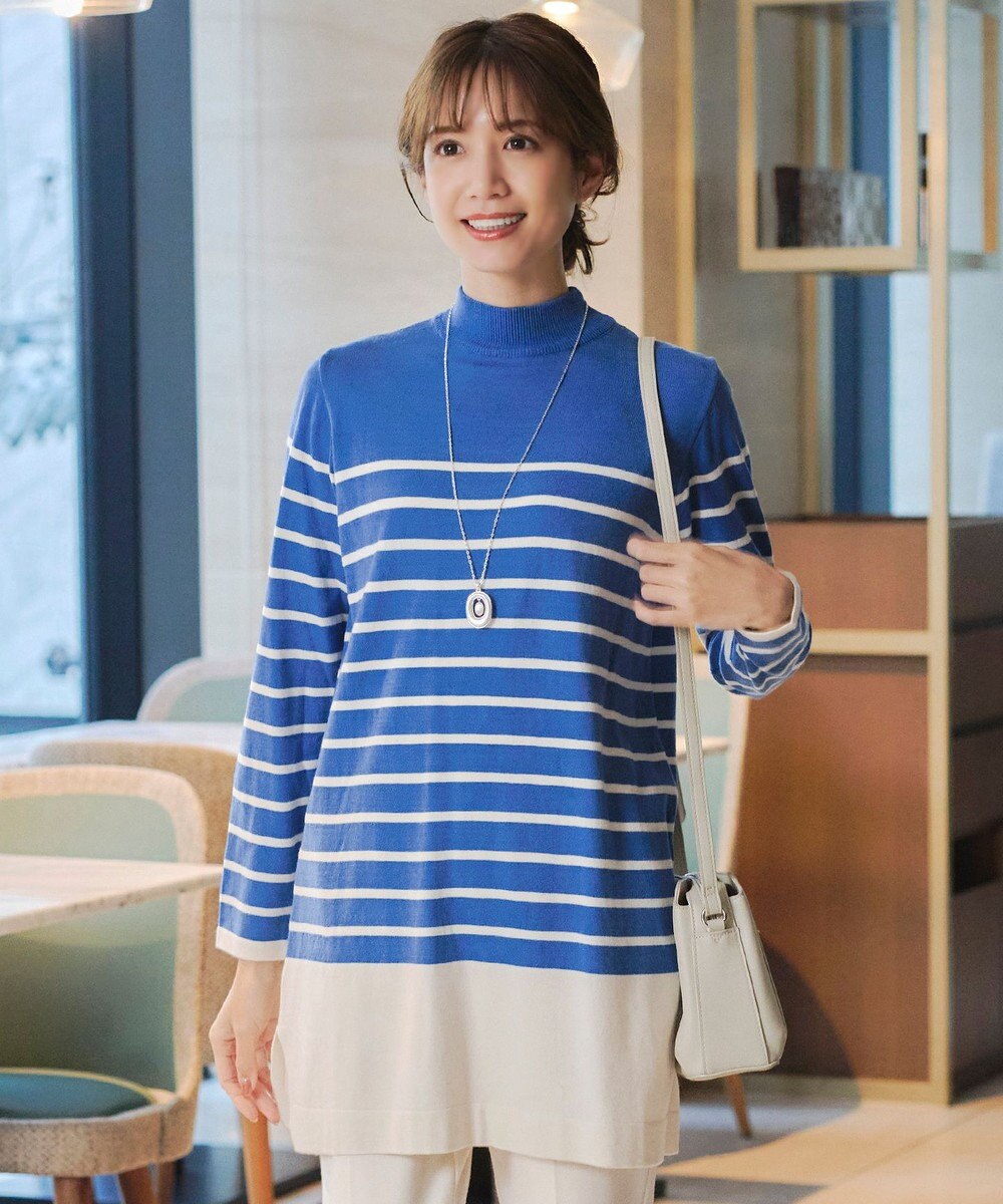 Tiaclasse 【洗える】ボーダーニットチュニック 