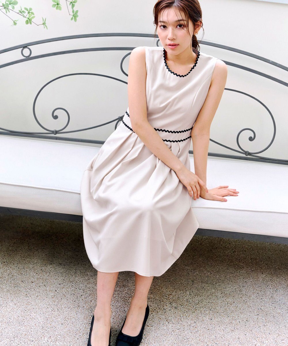 Tiaclasse 【洗える】配色スカラップレースワンピース 