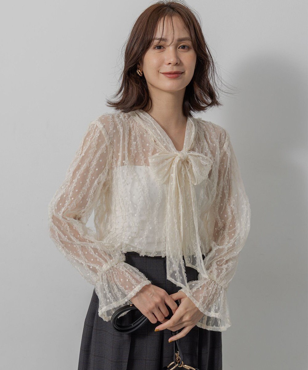 組曲 【前後着用可】チュールフリル ブラウス 