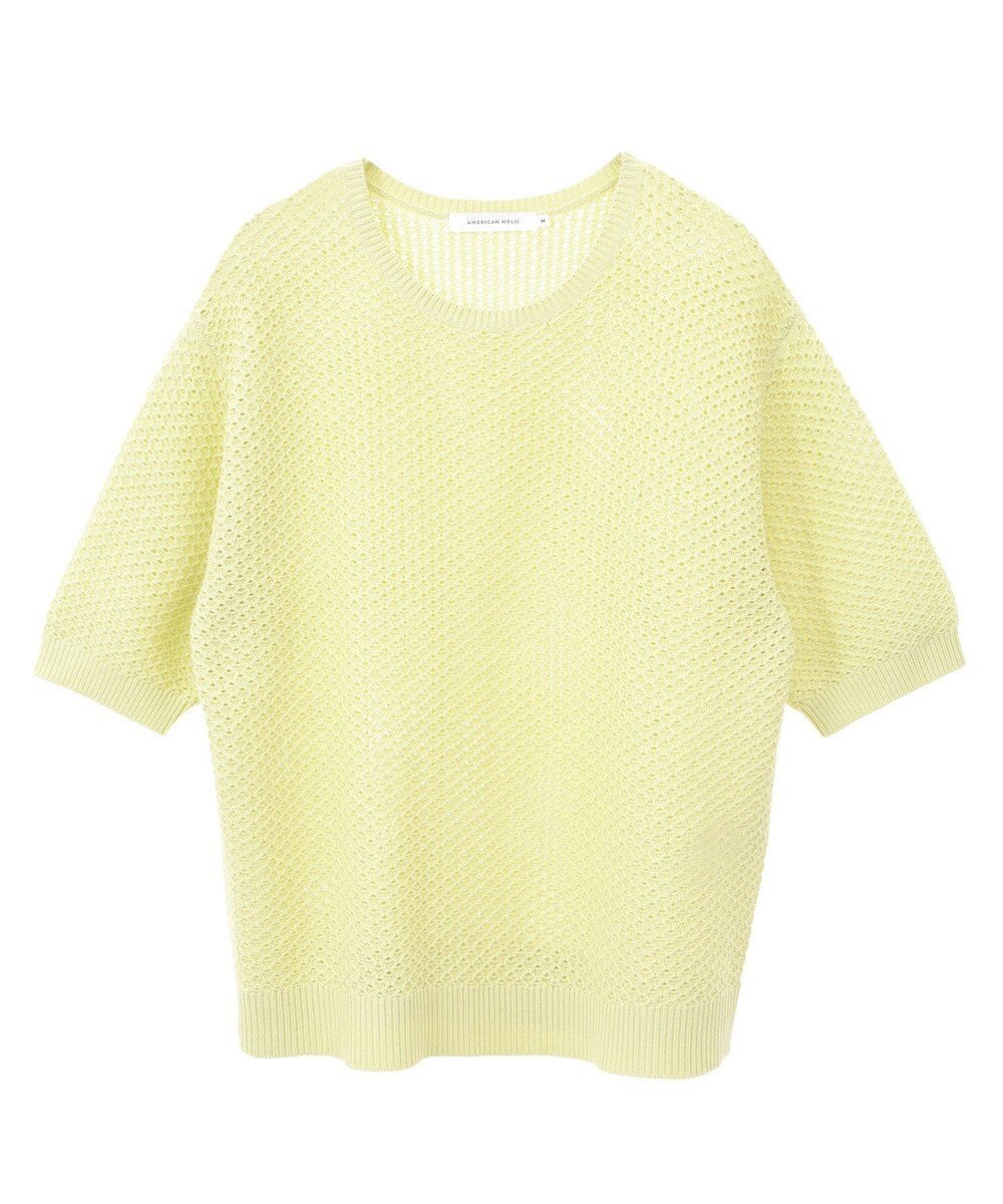 AMERICAN HOLIC 透かし編み半袖ニットプルオーバー 