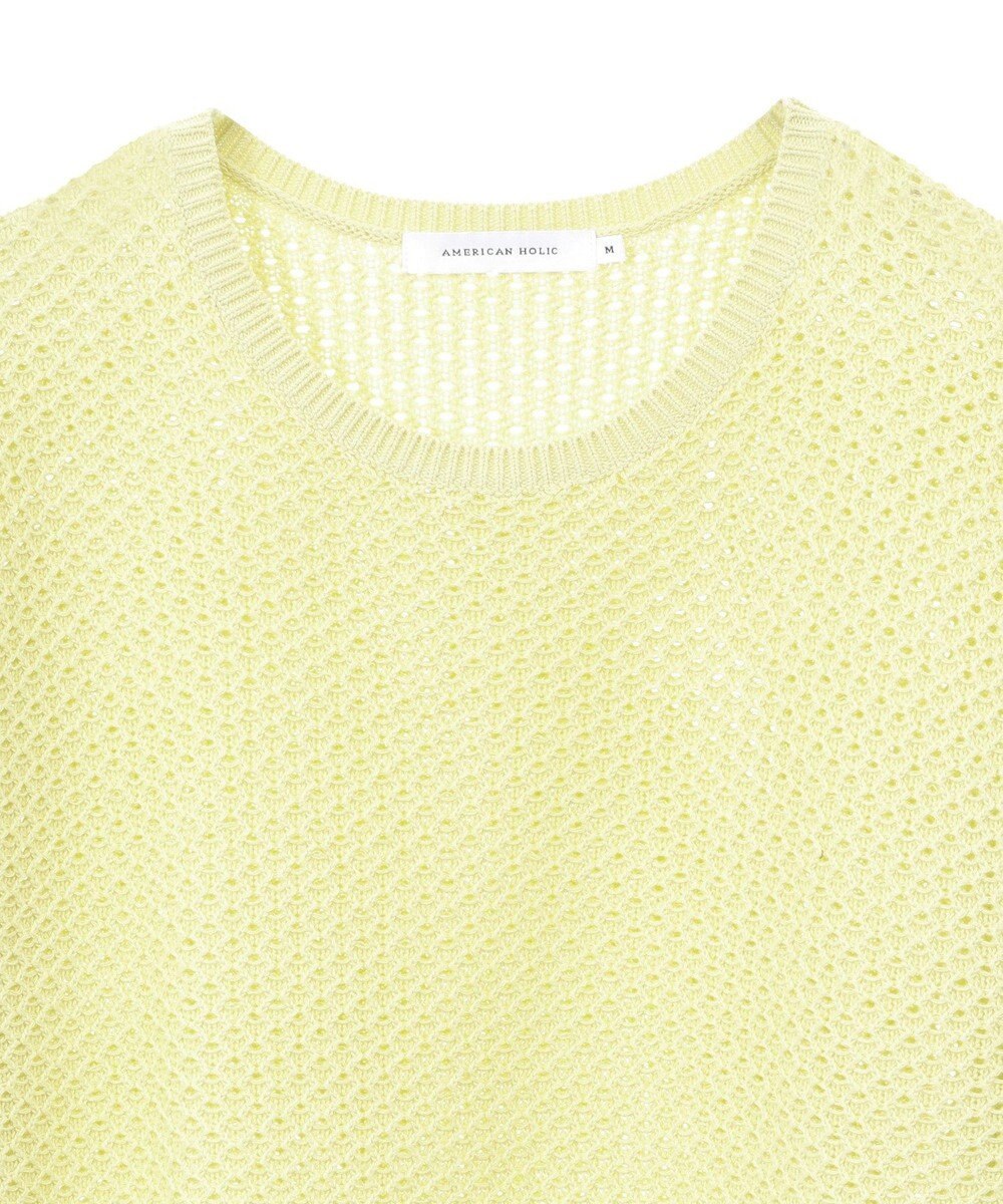 AMERICAN HOLIC 透かし編み半袖ニットプルオーバー 