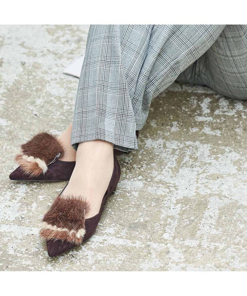 MODE ET JACOMO <MODE ET JACOMO>コンビファー付きフラットパンプス 