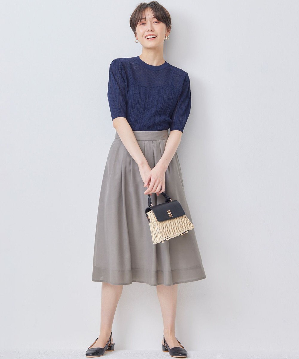 組曲 L 【WEB限定】編地切り替え 半袖ニット 