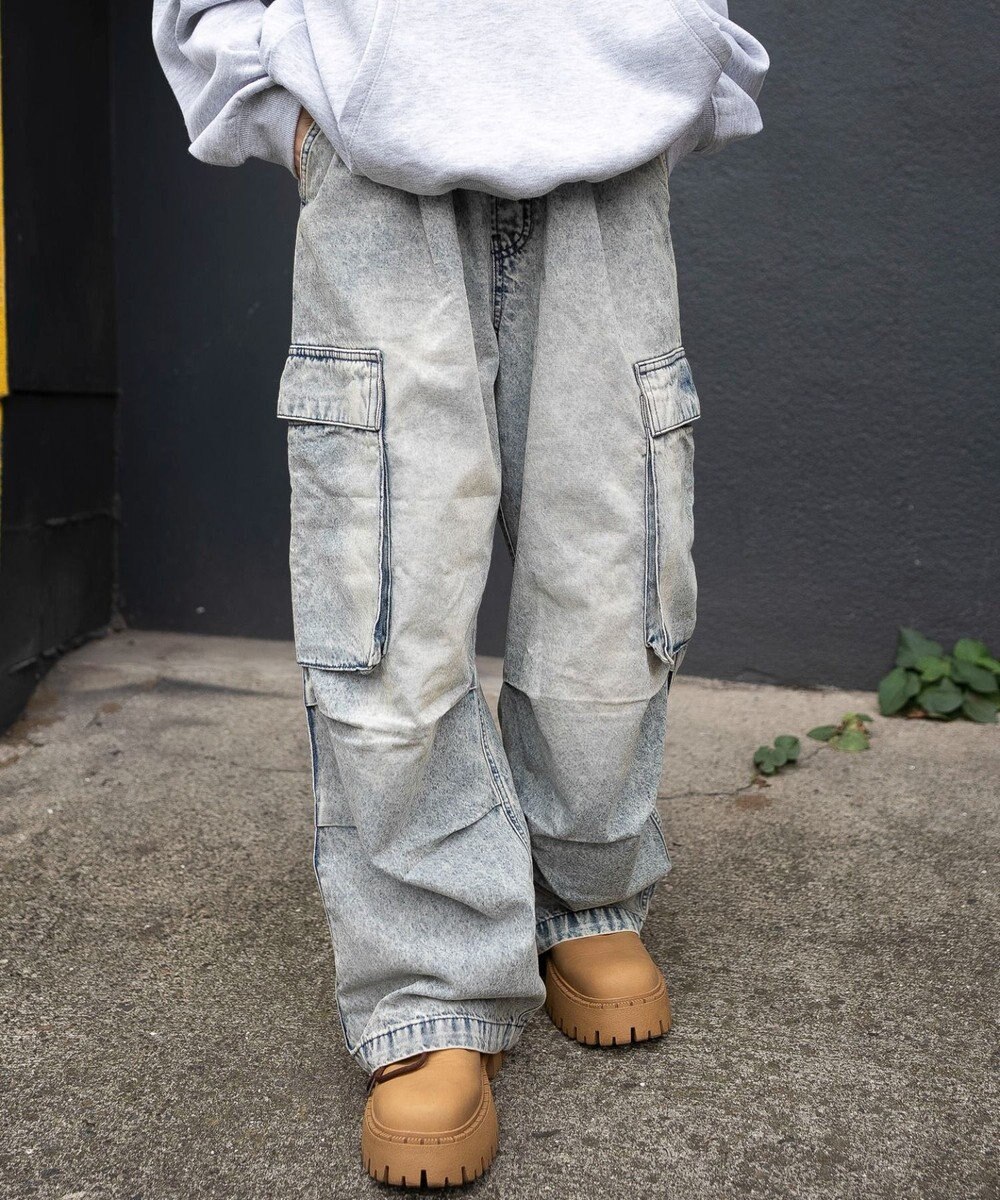 WEGO 【ユニセックス着用ITEM】デニムイージーカーゴパンツ 