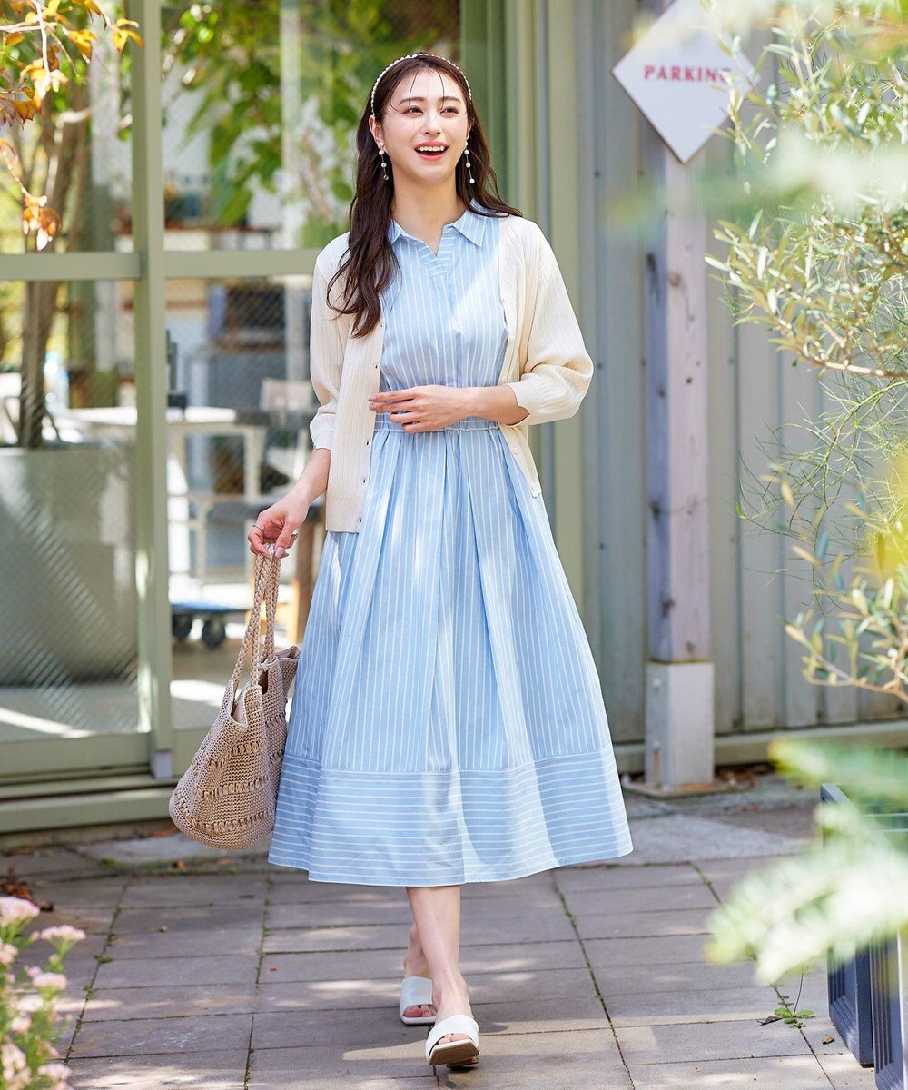 Tiaclasse L 【洗える】フレアスリーブシャツワンピース 