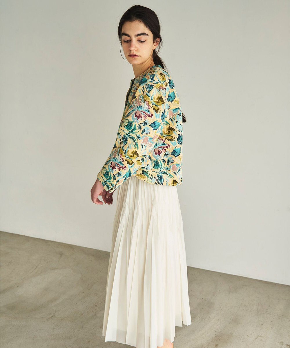 GRACE CONTINENTAL フラワージャガードノーカラージャケット 