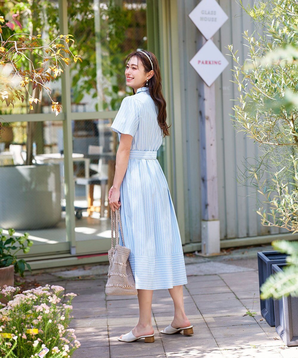 Tiaclasse L 【洗える】フレアスリーブシャツワンピース 