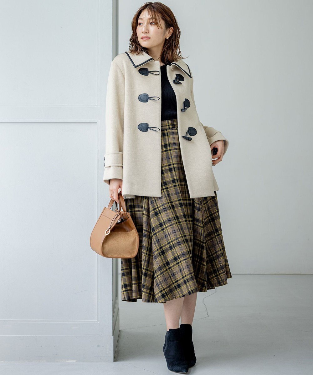 組曲 バイカラーダッフル ウールコート 