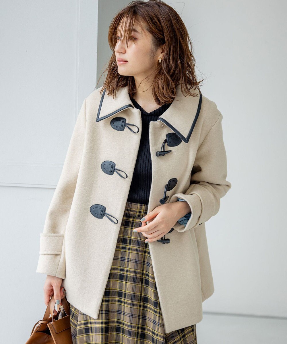 組曲 バイカラーダッフル ウールコート 