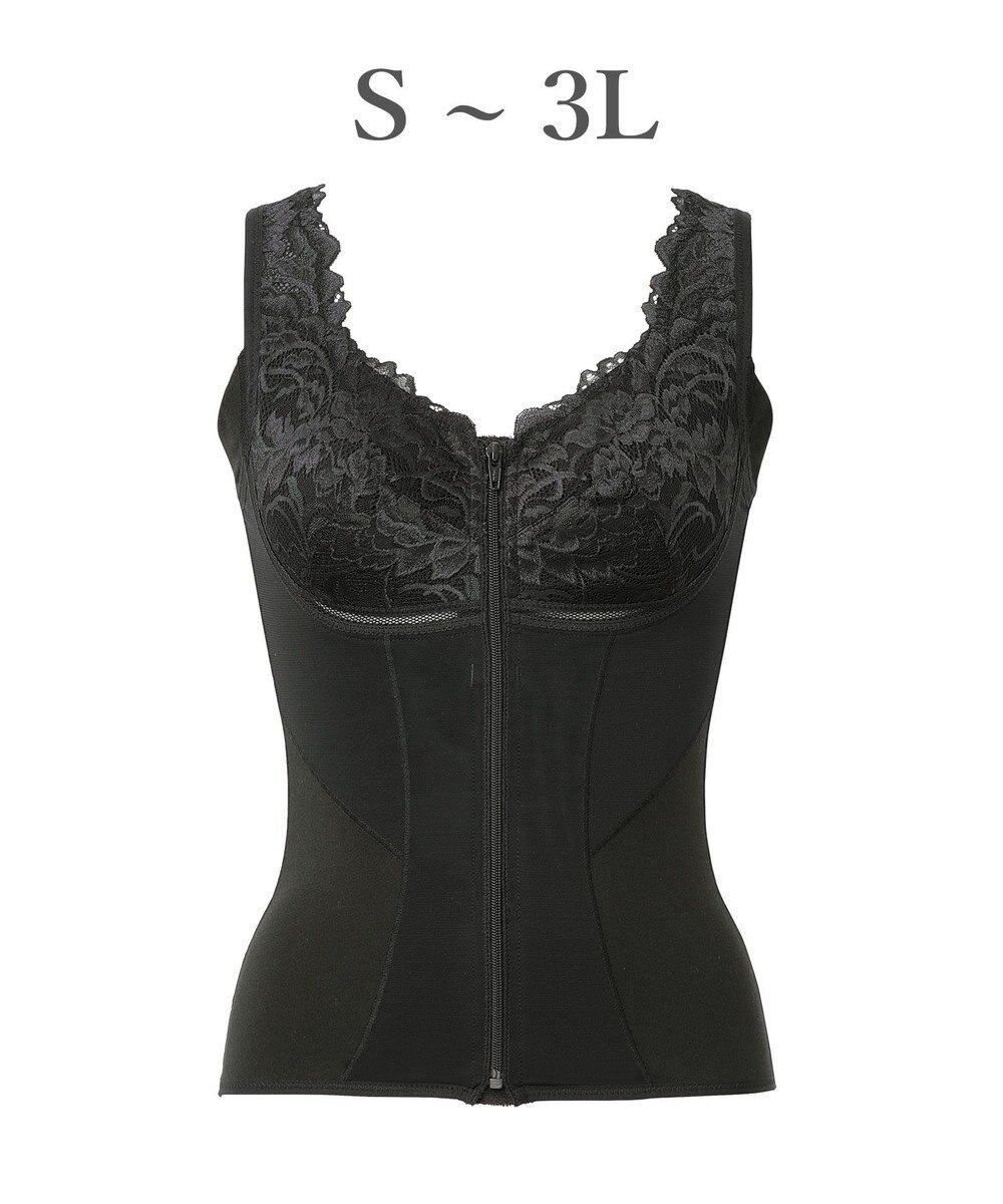 BRADELIS New York 【BRADELIS NewYork peace】細みえフロントファスナー綿混ブラキャミ25 補正下着 カップ付き キャミソール ブラトップ シェイパー 