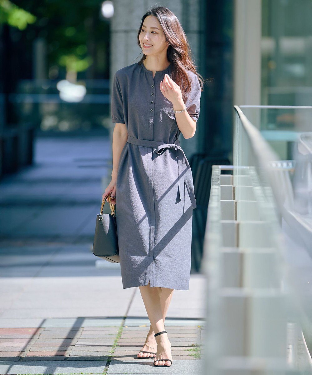 J.PRESS LADIES S 【洗える・吸水速乾】DRYライトサッカー ワンピース 