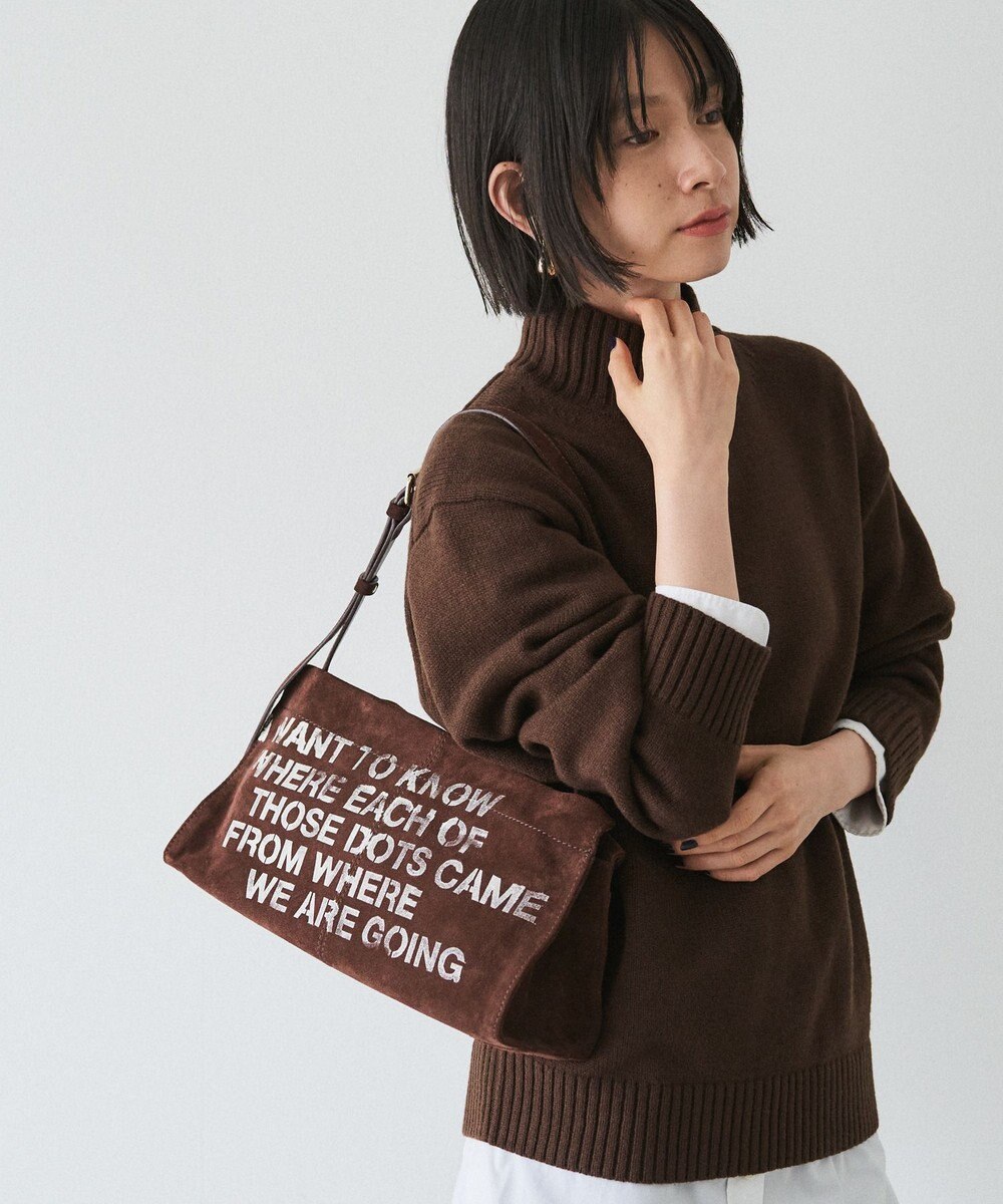 russet ステンシルデザインスエード横長ショルダーバッグ(CE-1640) 