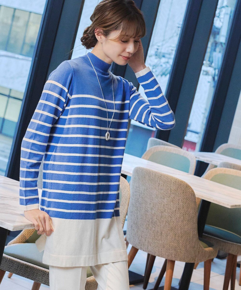 Tiaclasse 【洗える】ボーダーニットチュニック 