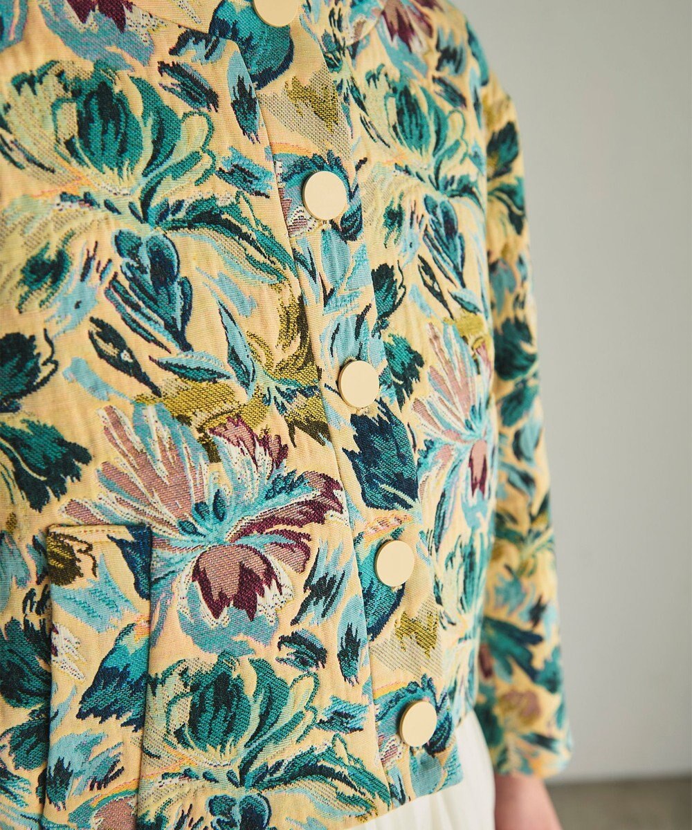 GRACE CONTINENTAL フラワージャガードノーカラージャケット 