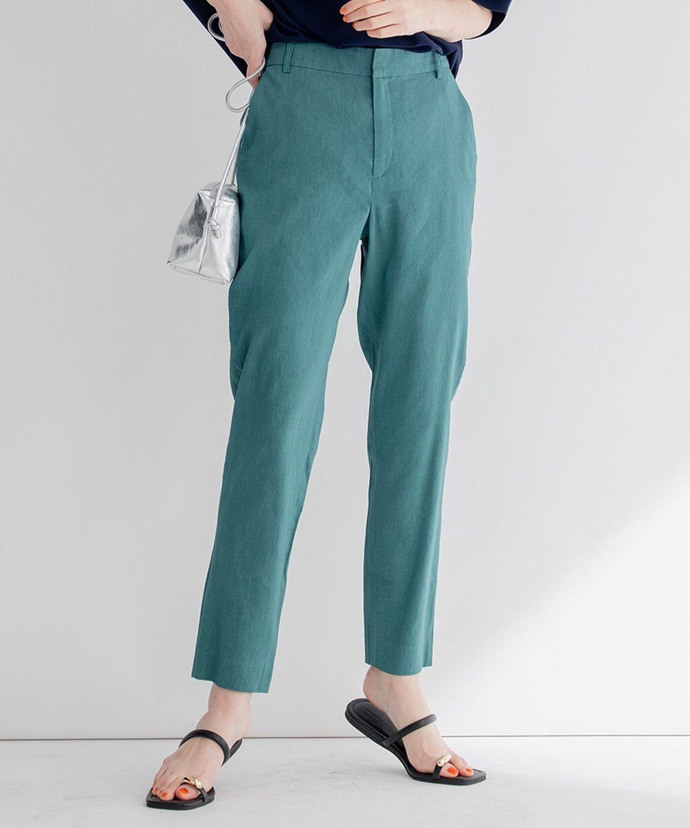23区 【洗える】リネンレーヨンストレッチ テーパード パンツ 