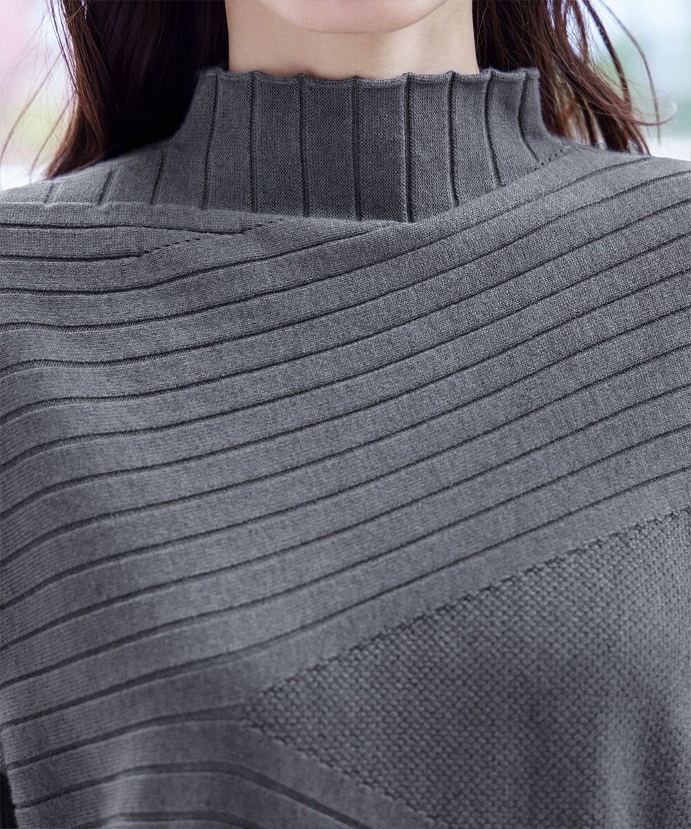 Tiaclasse 【新色追加・洗える】ランダムリブ編みドルマンニットチュニック 