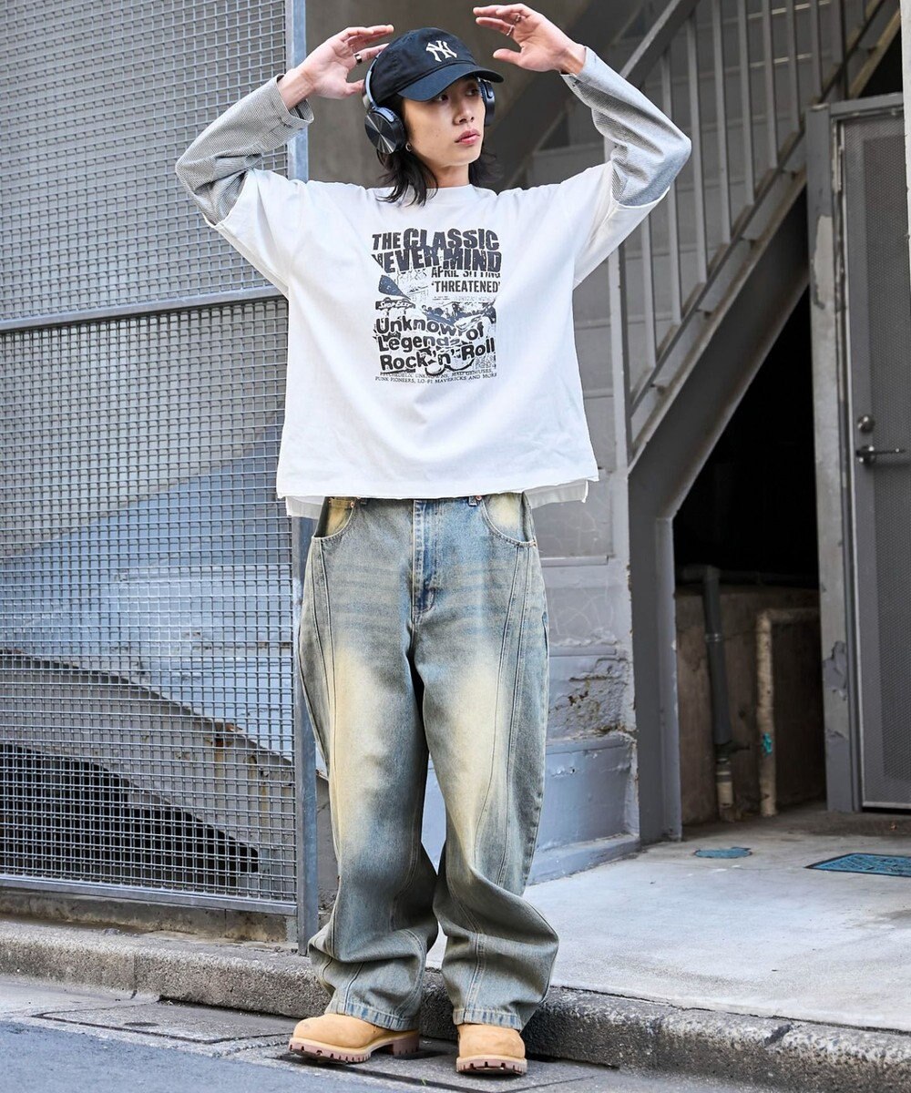 WEGO フェイクレイヤードグラフィックT（LS） 