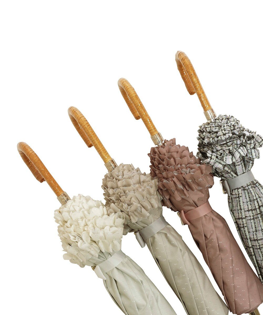 MOONBAT 【晴雨兼用日傘】LANVIN en Bleu (ランバン オン ブルー) 折りたたみ日傘 ドビーフリル 遮光 遮熱 UV 