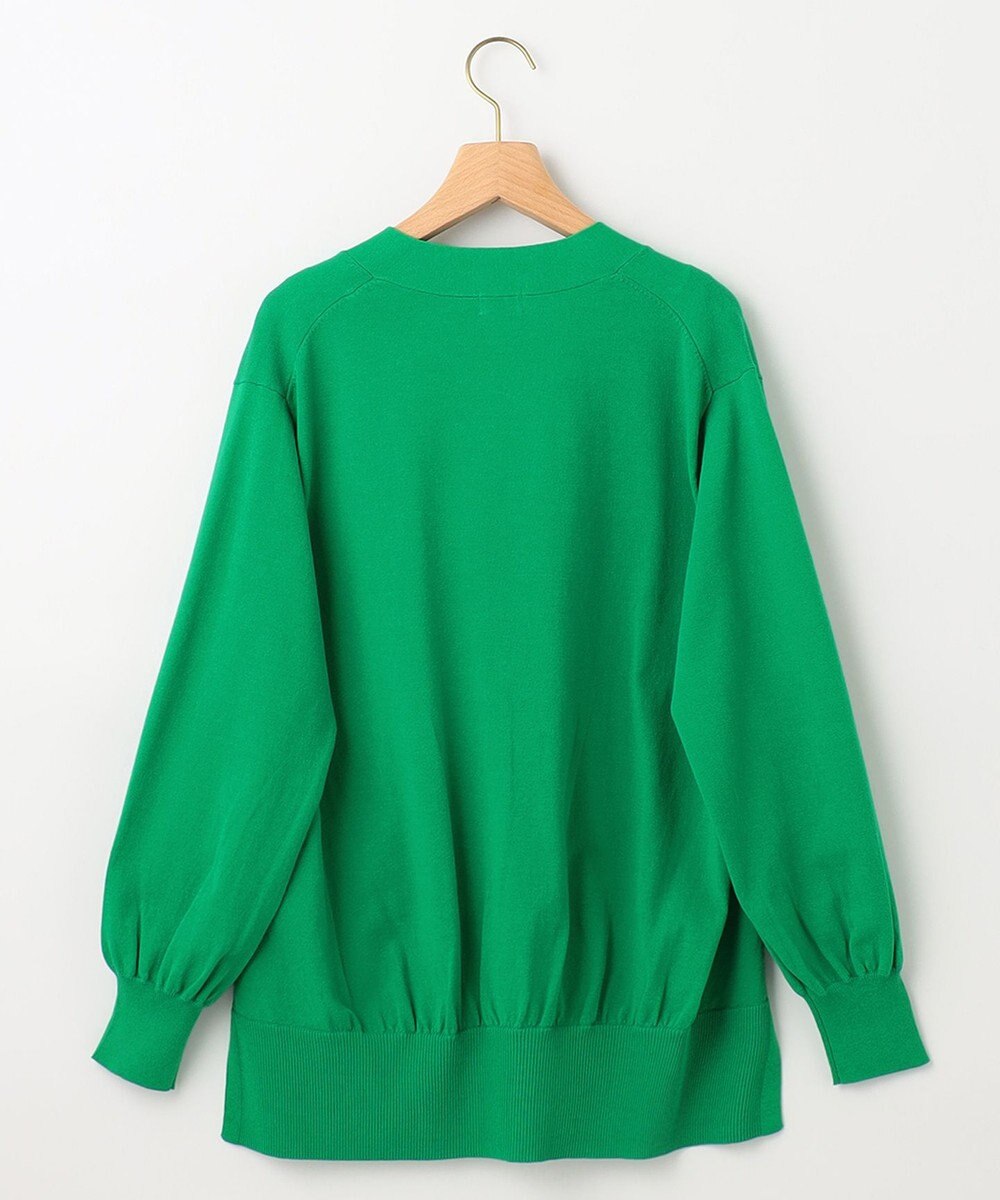 組曲 【ビジューボタン・アンサンブル対応】ハイゲージ ロングVネックカーディガン 