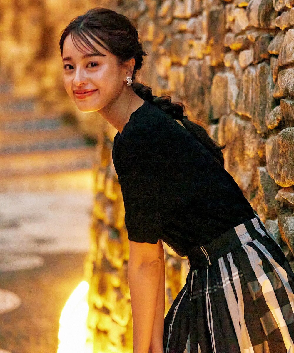 Tiaclasse 【洗える】プリーツ編みVネックニットトップス 