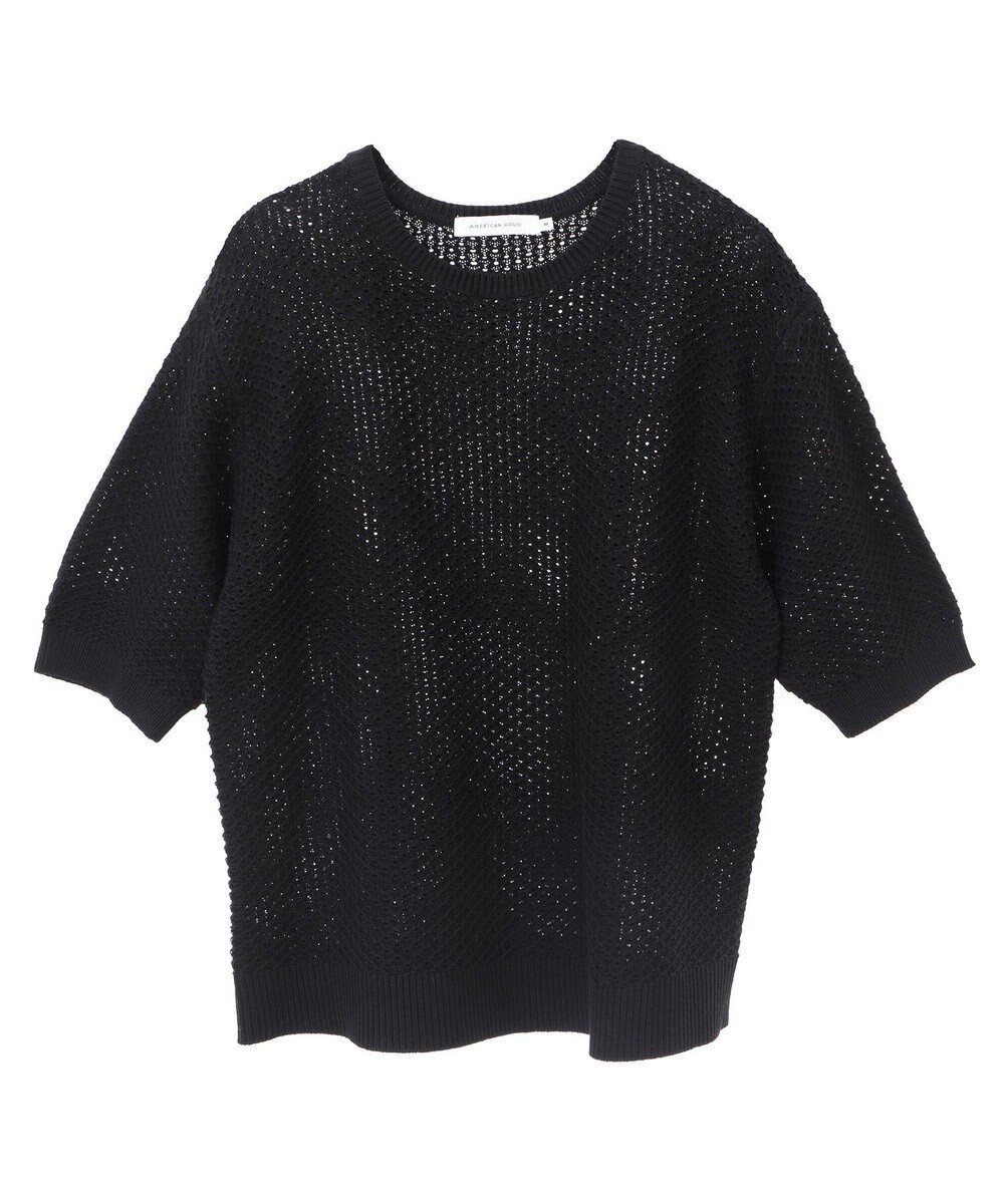 AMERICAN HOLIC 透かし編み半袖ニットプルオーバー 
