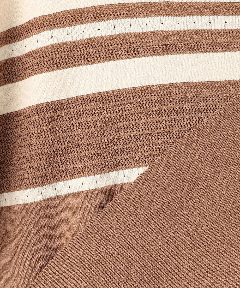 自由区 【洗える】クレープストレッチブロッキングボーダー ニット 