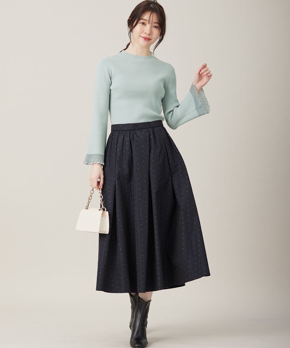 ANY SIS 【洗える】モノトーンドットジャカード スカート 