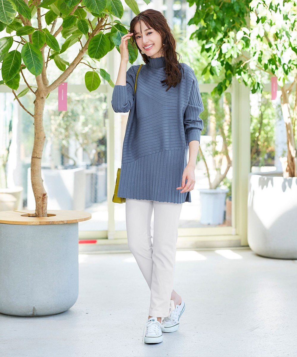 Tiaclasse 【新色追加・洗える】ランダムリブ編みドルマンニットチュニック 