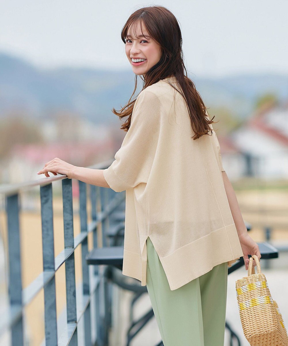 Tiaclasse 【洗える】サラサラUVシアーニットドルマントップス 