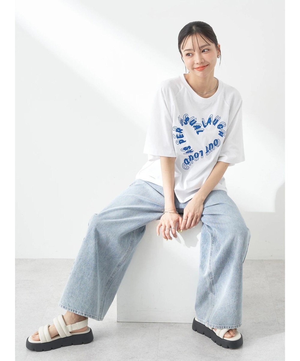 earth music&ecology ラメ刺繍ハートロゴＴ 