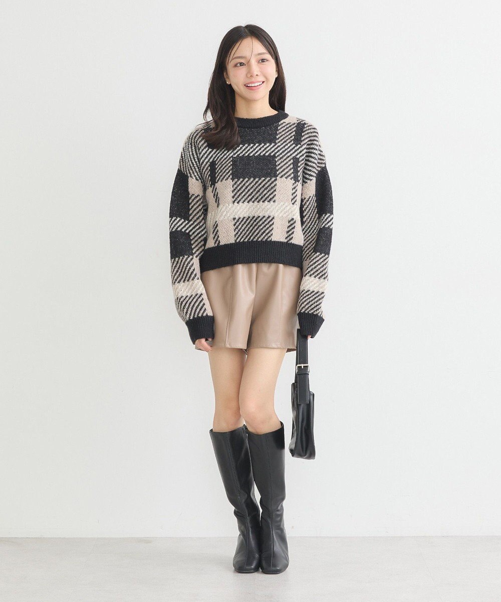 earth music&ecology チェックニットプルオーバー 