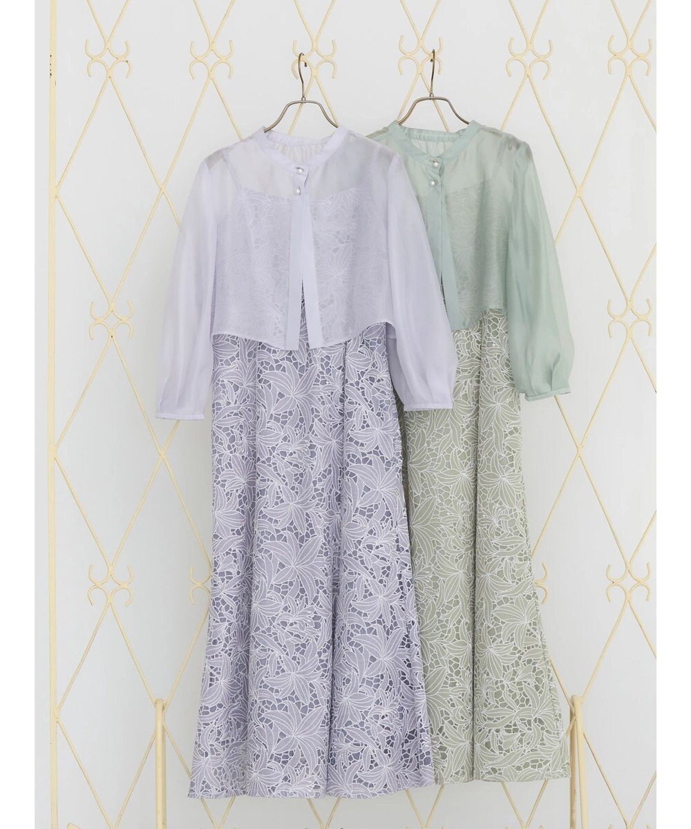 earth music&ecology ＳＥＴ２点　シアーブラウス＋レースキャミワンピース 