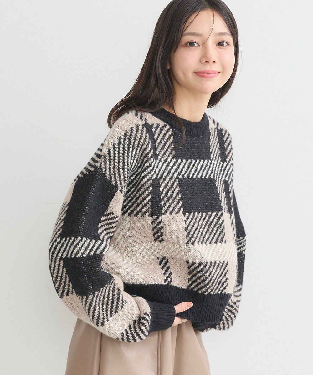 earth music&ecology チェックニットプルオーバー 