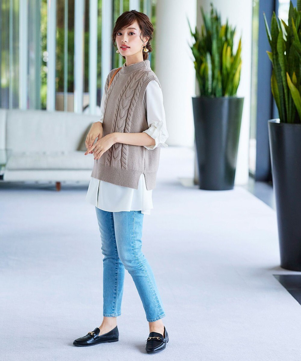 Tiaclasse 【洗える】フレアシャツチュニックブラウス 