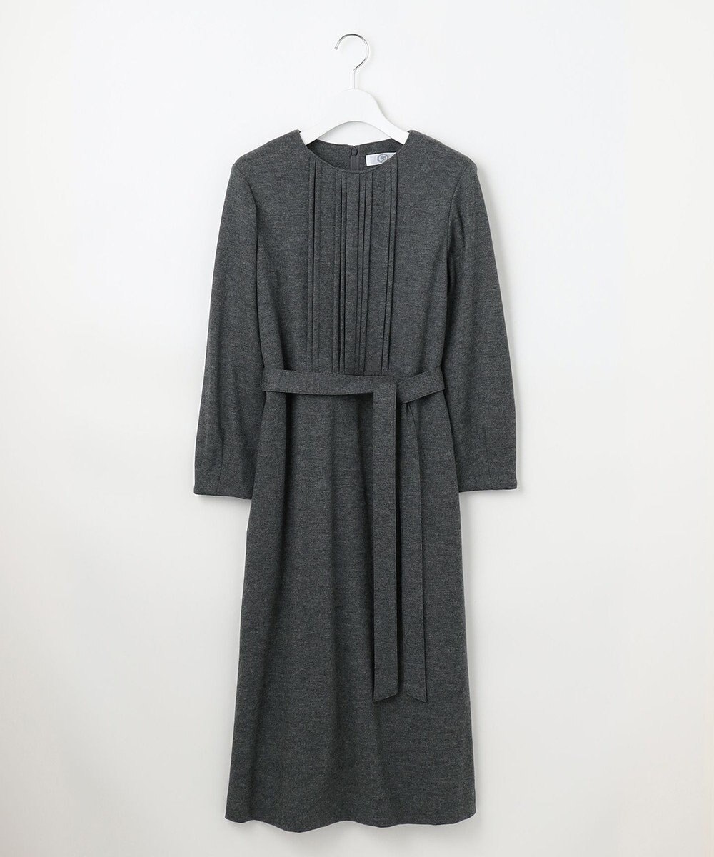 J.PRESS LADIES L 【セットアップ対応】ウールスムース タックディテール ワンピース 