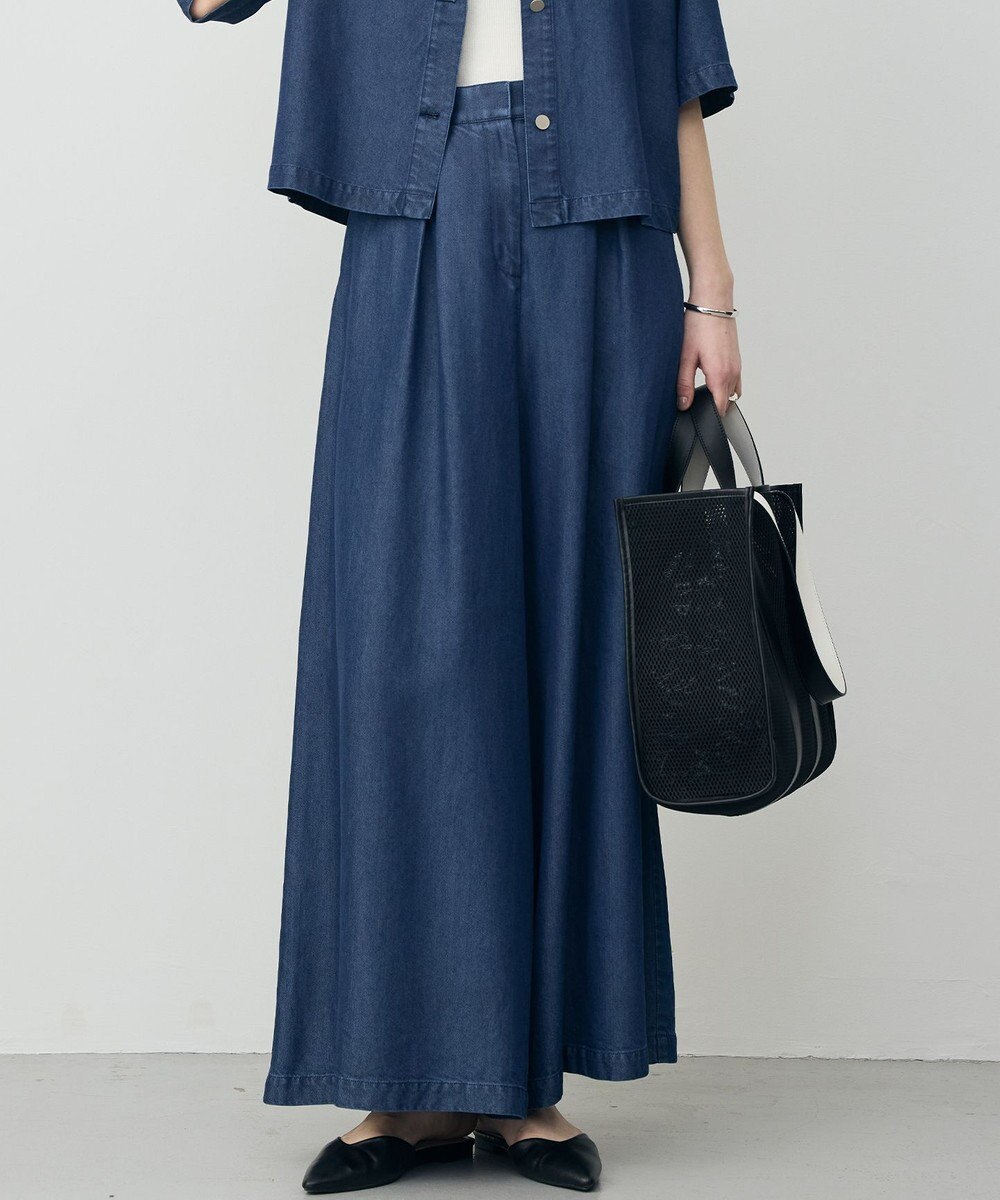 ICB L ナチュラルソフトデニム タックワイドパンツ 