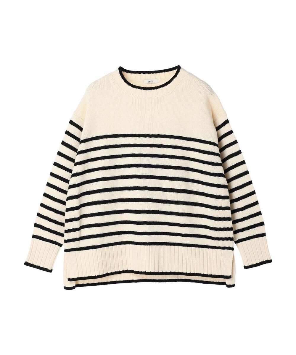 earth music&ecology ウォッシャブル脇スリットクルーネックプルオーバー 