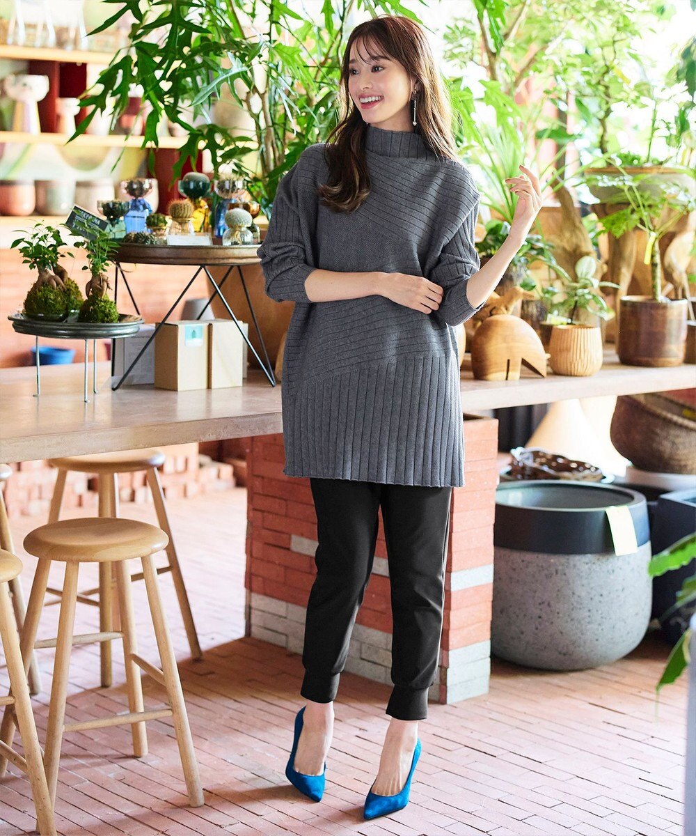 Tiaclasse 【新色追加・洗える】ランダムリブ編みドルマンニットチュニック 