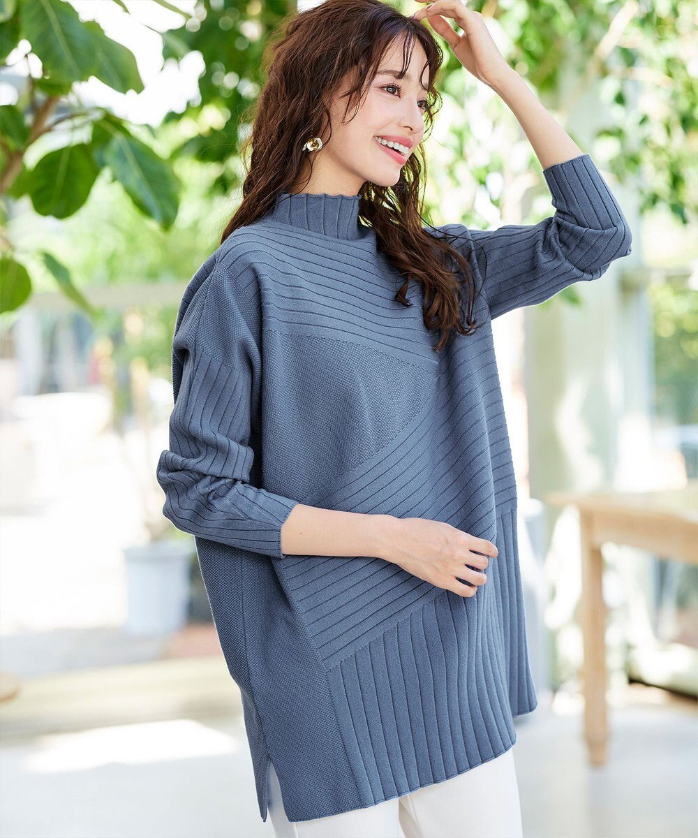 Tiaclasse 【新色追加・洗える】ランダムリブ編みドルマンニットチュニック 