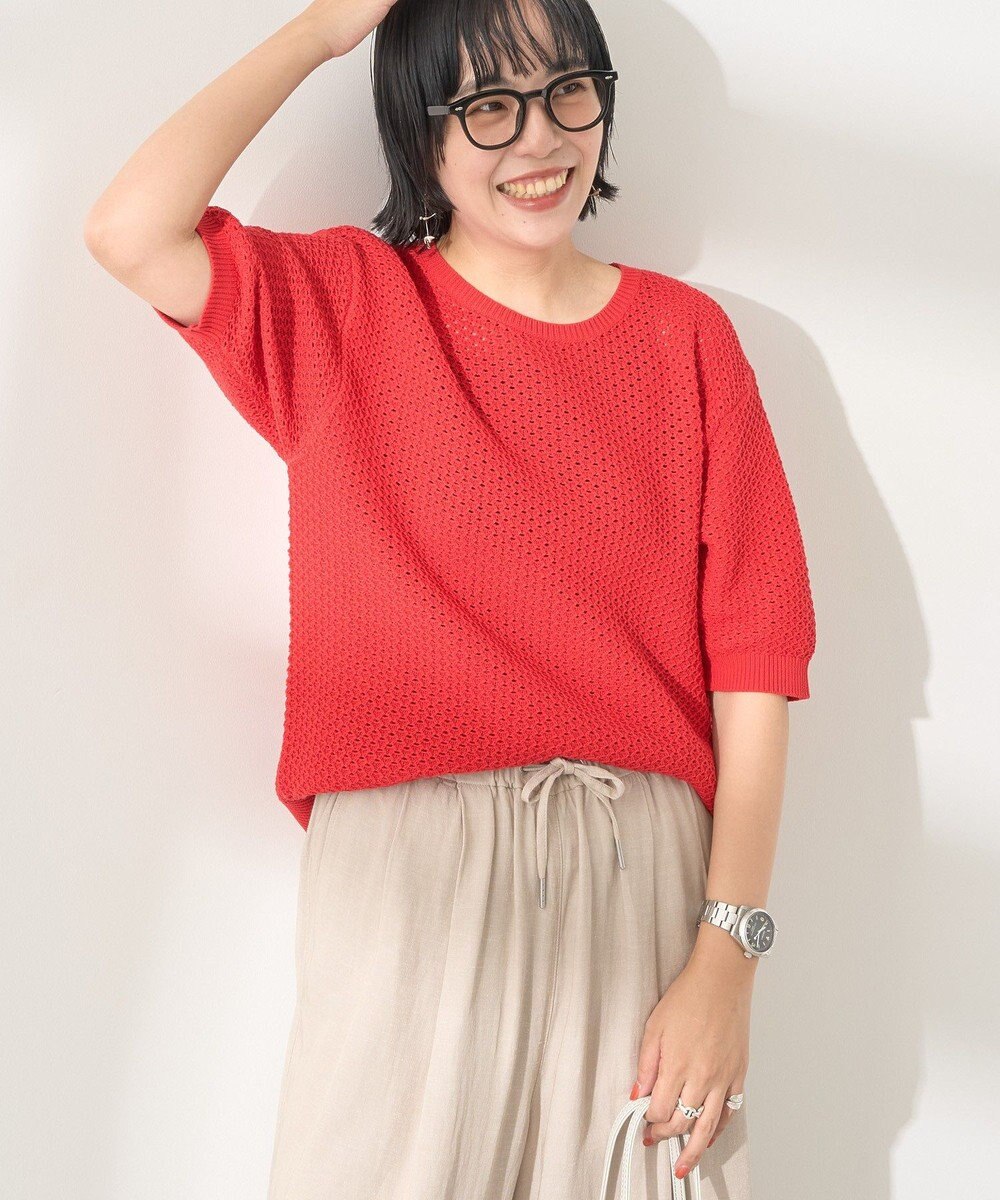 AMERICAN HOLIC 透かし編み半袖ニットプルオーバー 