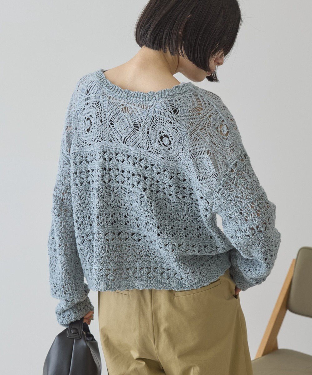 AMERICAN HOLIC 【前後2WAY】レース透かし編みニットカーディガン 