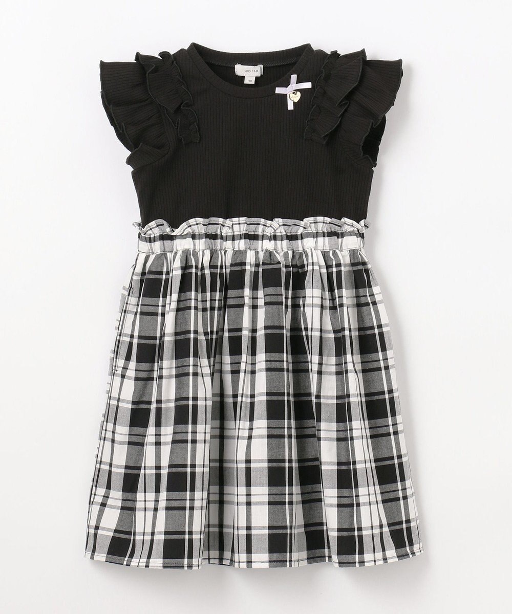 ANY KIDS チェック ドッキングワンピース 