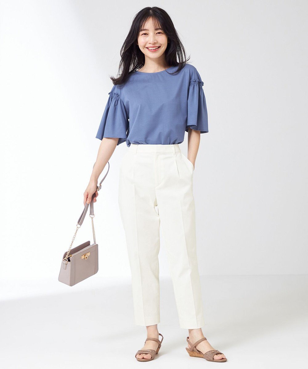 ANY SIS シルケットストライプ フレアスリーブ カットソー 