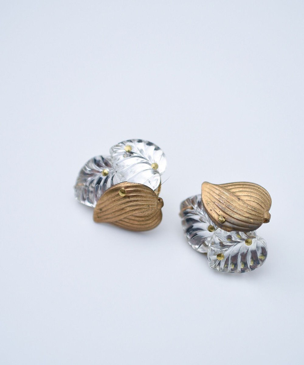 monshiro 【シルバー/ガラス】ハナミズキリーフイヤリング 