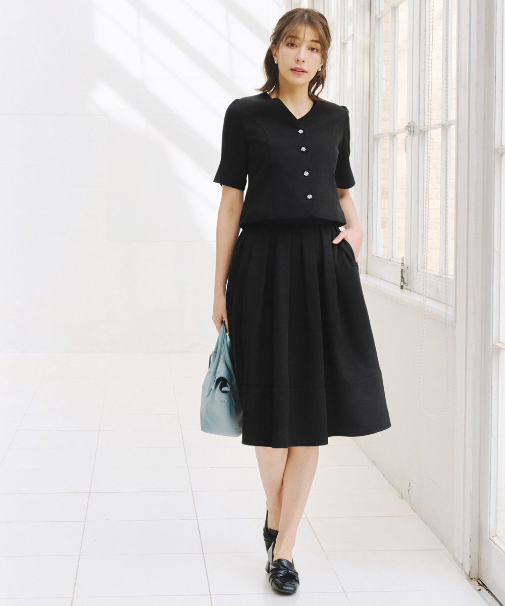 Tiaclasse 【洗える】ビジューボタン半袖ジャレロ 