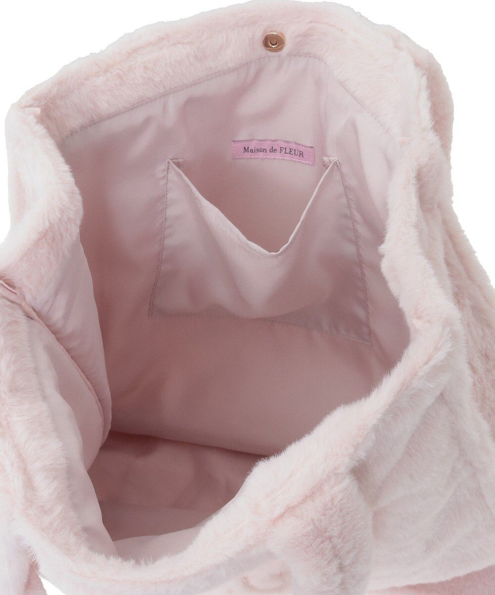 Maison de FLEUR ファーブランドロゴ刺繍スクエアトートバッグ 