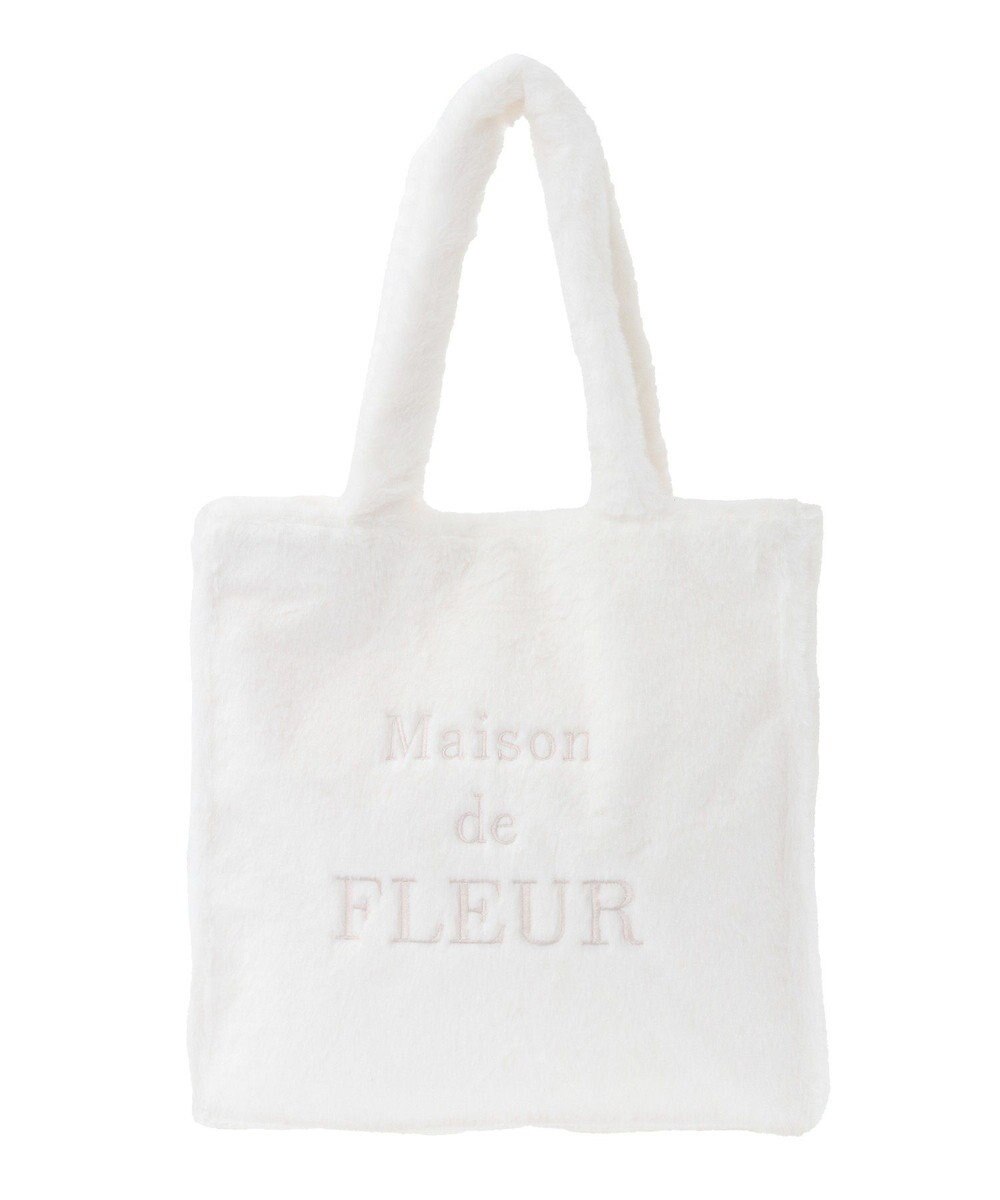 Maison de FLEUR ファーブランドロゴ刺繍スクエアトートバッグ 