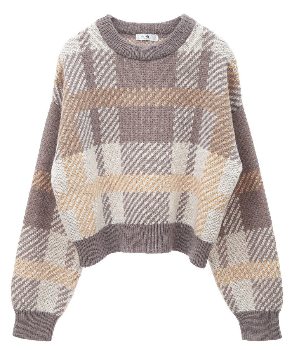 earth music&ecology チェックニットプルオーバー 