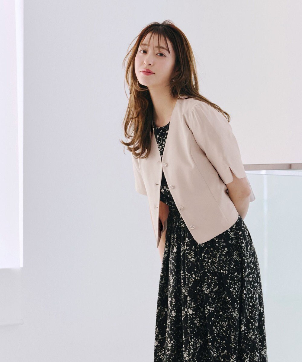 Tiaclasse 【洗える】ビジューボタン半袖ジャレロ 